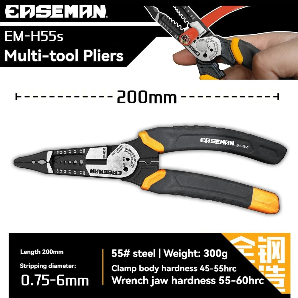 EASEMAN Wire Stripper & Cutter Pliers | Carbon Steel Multi-Tool