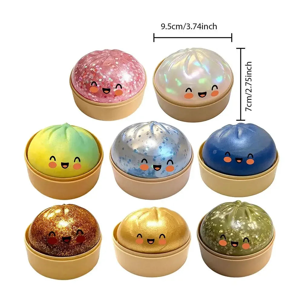 Shiny Flash Simulation Dumpling Bun Toy Pressure Ball, Slow Rebound Soft Pinch Decompression Toy, for Kids Adults Birthday Gifts Peaceful Pleasures Health and Wellness