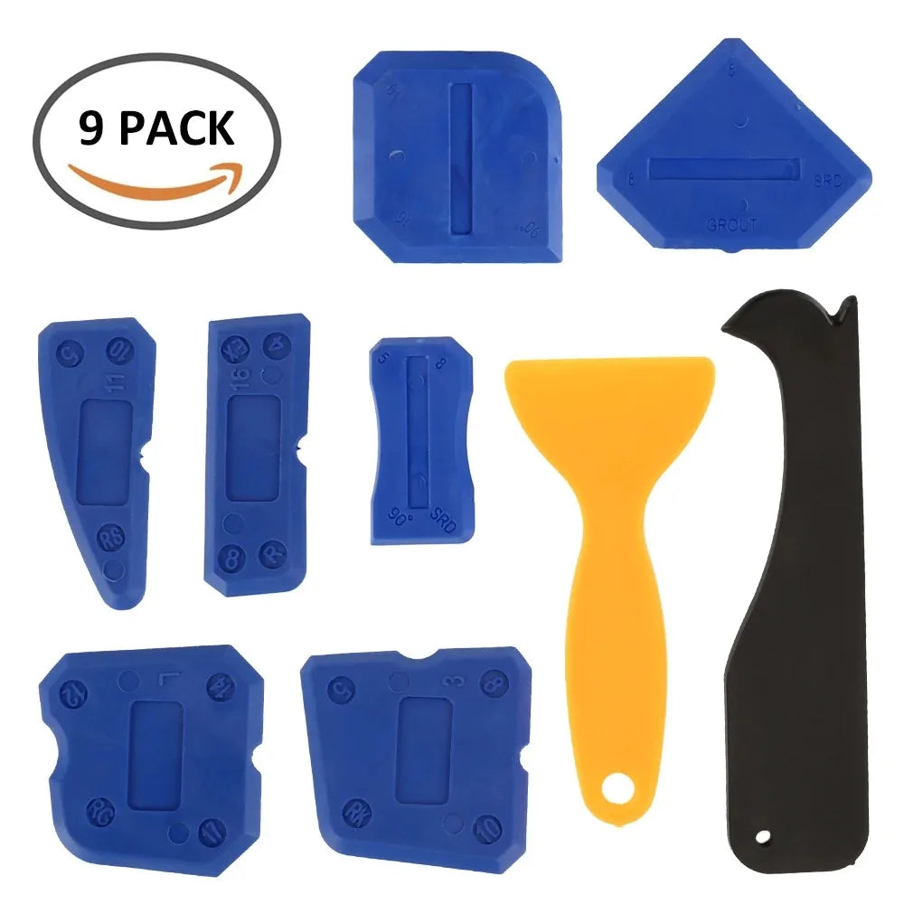 9pcs Caulking Tool Kit Joint Sealant Finishing Tool Portable Grout Scraper Multipurpose Caulk Remover for Window Tile Sink Peaceful Pleasures Health and Wellness