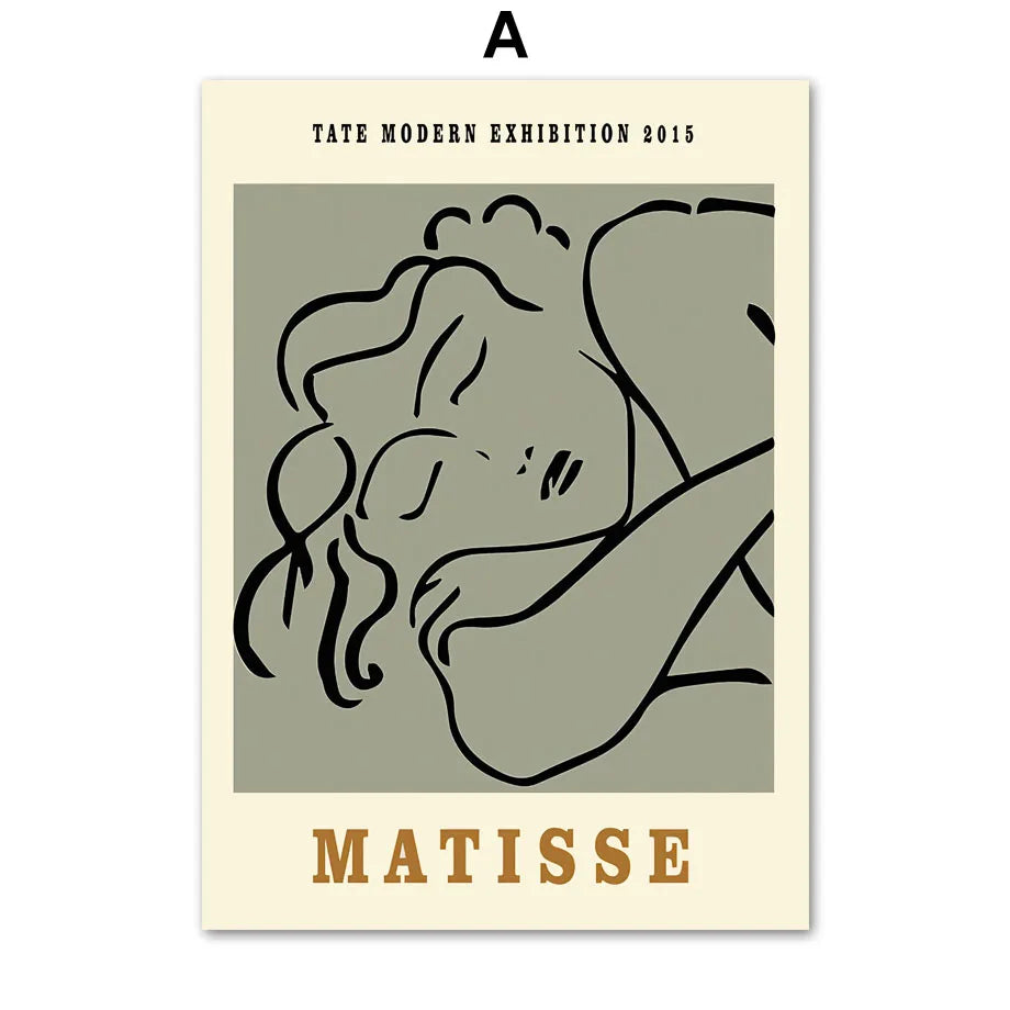 Sage Green Matisse Abstract Flower Canvas Wall Art Print