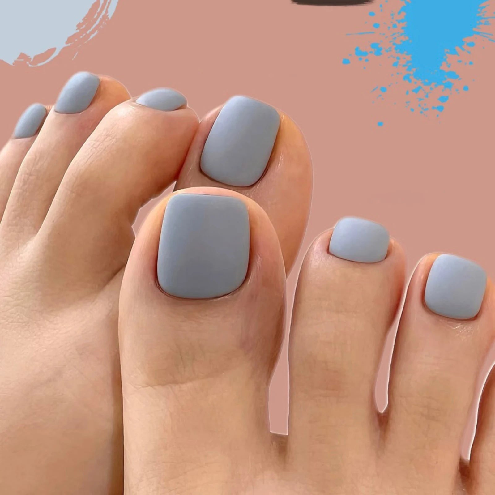 Blue Gray Matte False Nails 36 Pieces Set with Comfortable Fit and Versatile Design for Multiple Occasions Peaceful Pleasures Health and Wellness