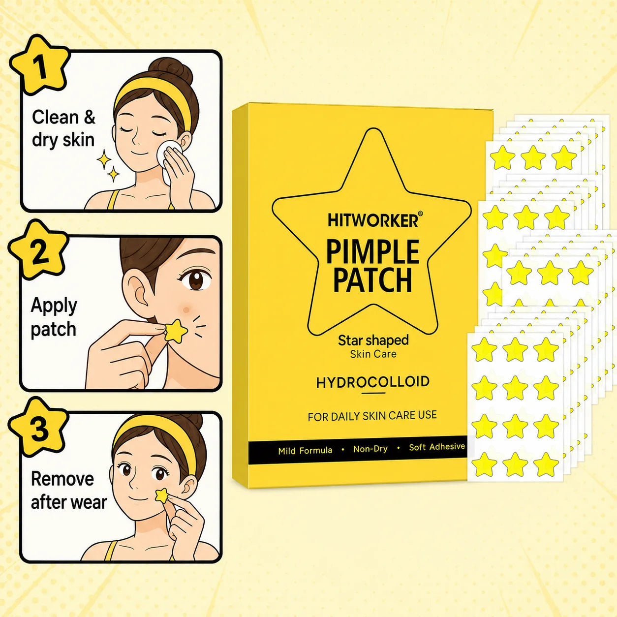 Yellow Star Hydrocolloid Spot Patches | 24/120pcs Skin Care
