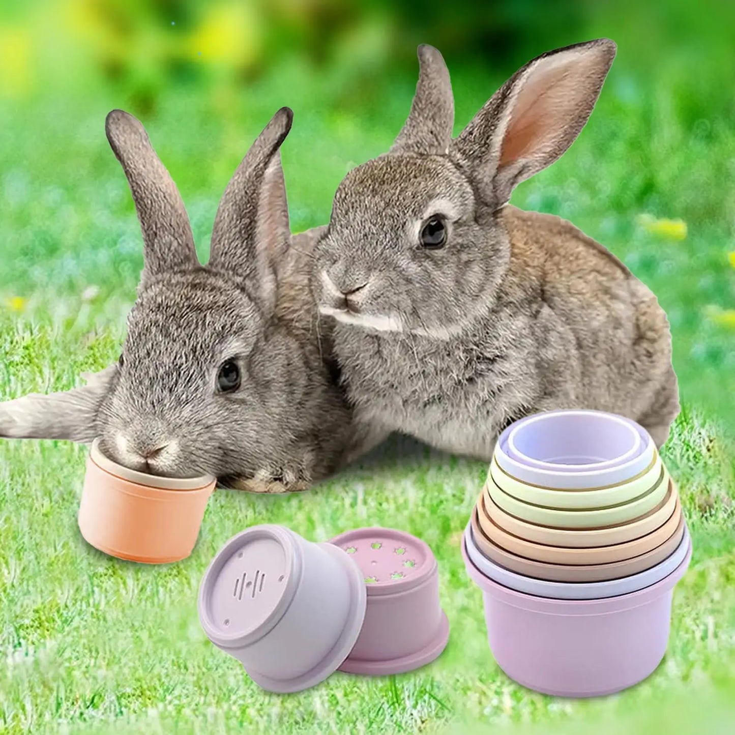8-Piece Stacking Cups for Rabbits, Guinea Pigs & Small Pets