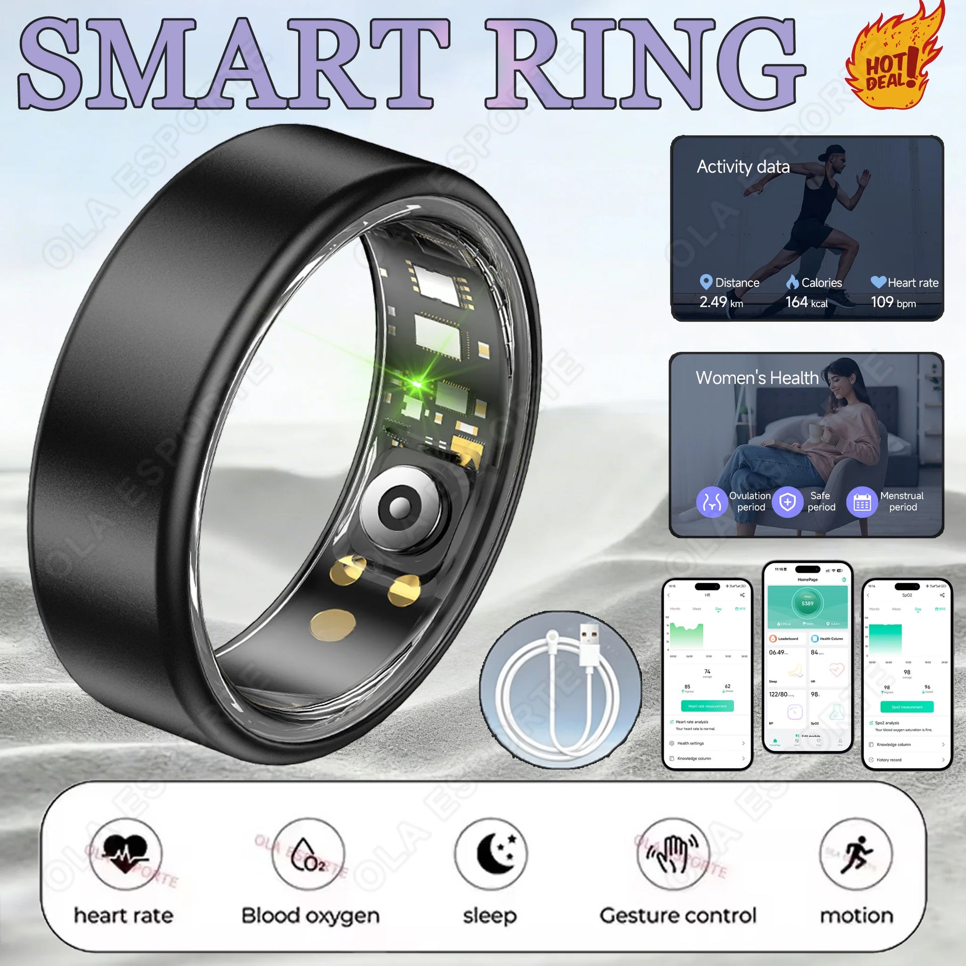R10 Smart Ring with Charging Case for Men Women, Health and Sleep Monitor, 5ATM Waterproof, Multi-sport Mode, Smartring 2026 New Peaceful Pleasures Health and Wellness Black 11