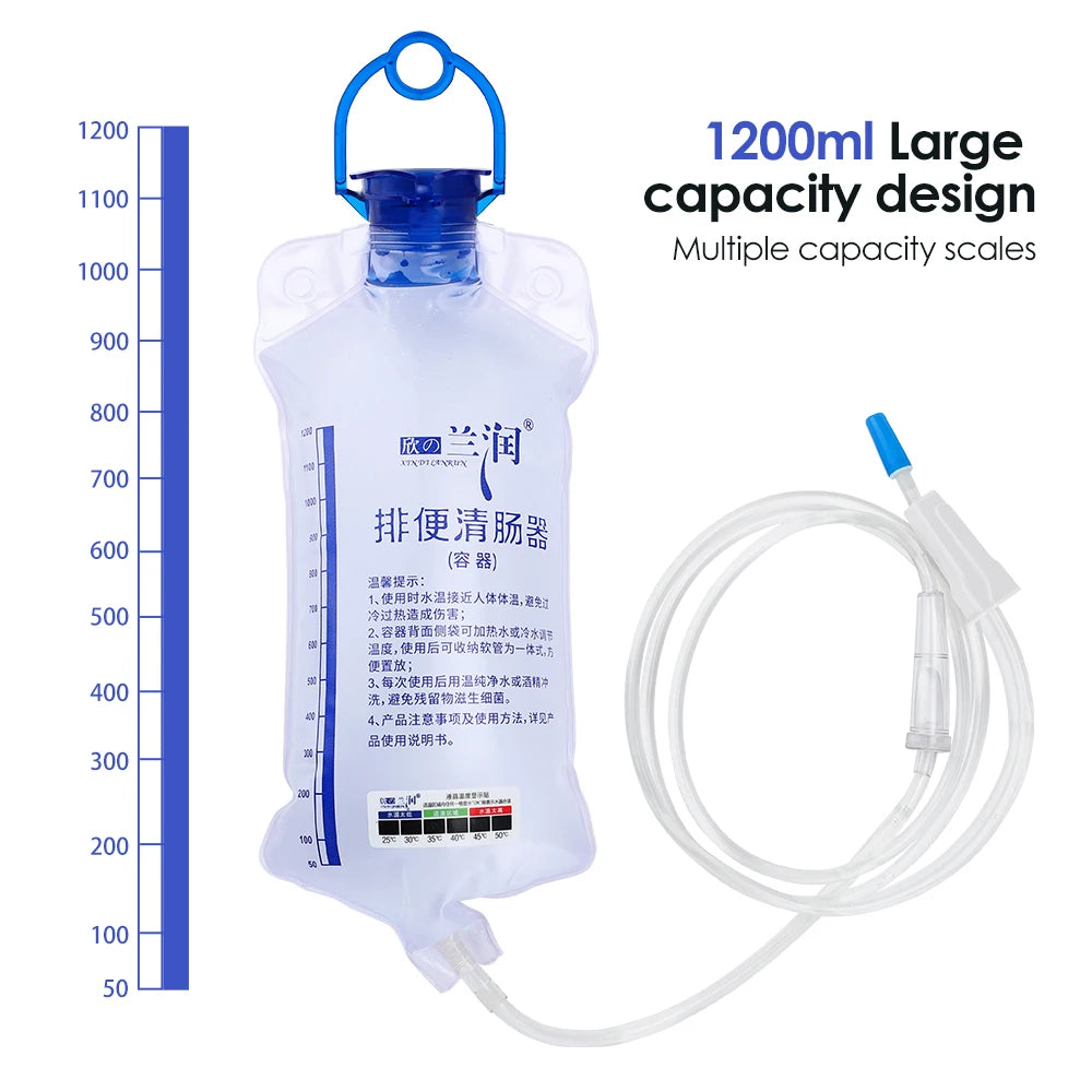 Rectal Enema for Cleaning 1200ml Temperature-sensing Colon Cleanse Enema Bags Safety Health Household Feminine Hygiene Flushing Peaceful Pleasures Health and Wellness enema bags