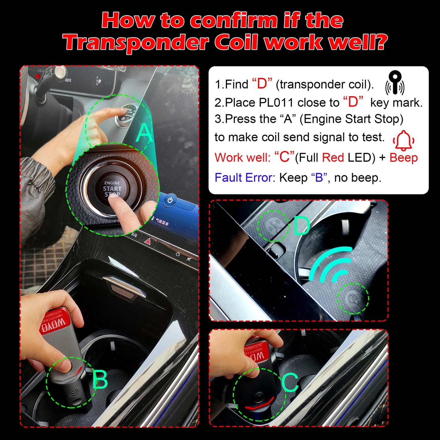 PL011 PKE LF Locator Intelligent Key Systems Transponder Coils Locate Meter Automotive High Frequency LF Antenna Tester Peaceful Pleasures Health and Wellness