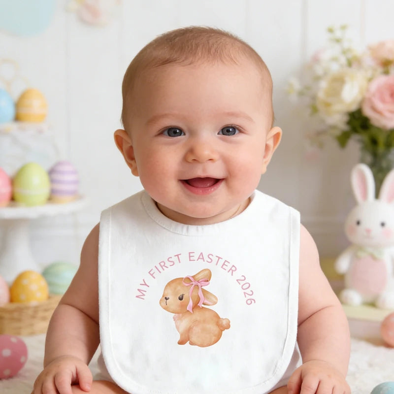 My First Easter 2026 Baby Bib – Bunny Rabbit Keepsake Gift Baby Holiday Bib Peaceful Pleasures Health and Wellness