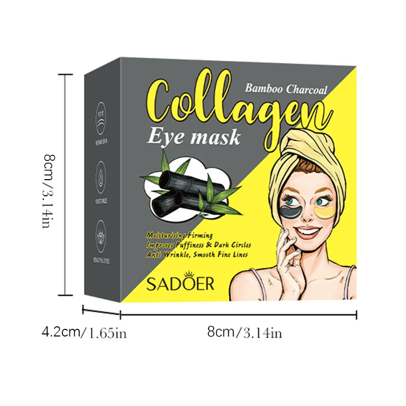 60-Pack Bamboo Charcoal Collagen Eye Masks – Moisturizing