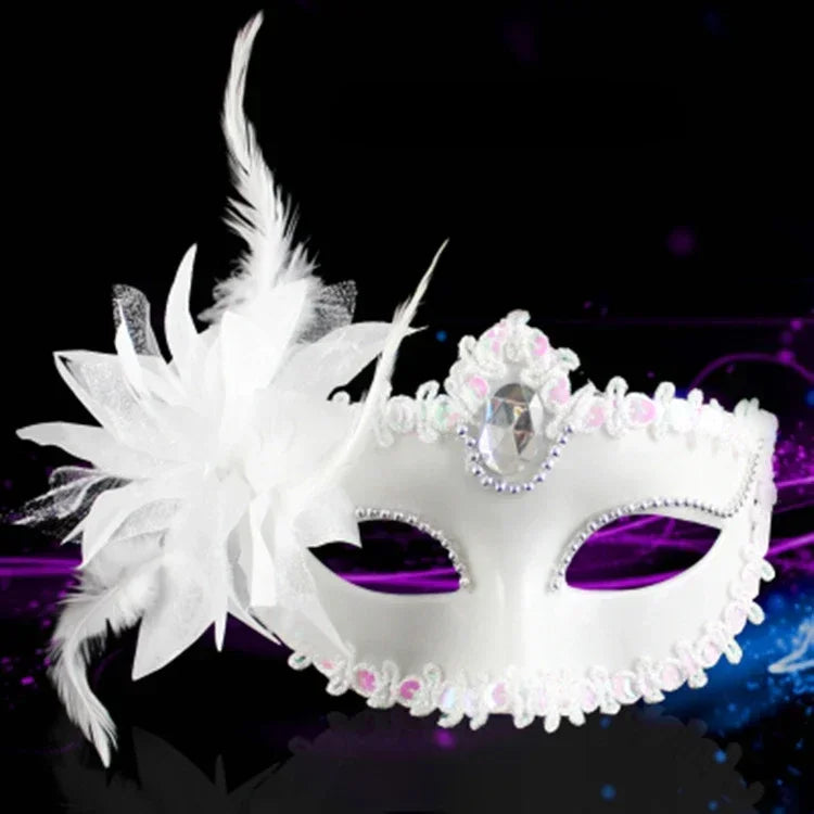 Halloween Princess Half Face Mask Makeup Ball Lily Flower Party Sexy