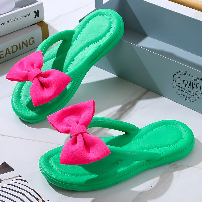 Women's Bowtie Cloud Slippers | Soft EVA Flat Sandals & Slides
