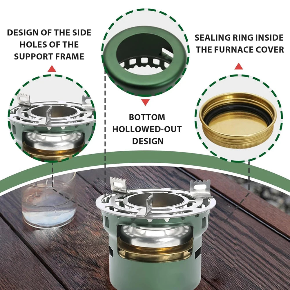 Mini Alcohol Stove Spirit Burner with Pot Stand, Portable Camping Stove,Outdoor Camping Burner for BBQ Cooking Picnic Peaceful Pleasures Health and Wellness