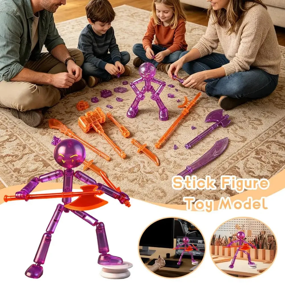 DIY Poseable Stick Man Figure Building Kit, Multi-jointed Articulated Action Figure with Weapons, Movable Limbs Assembly Toy Peaceful Pleasures Health and Wellness