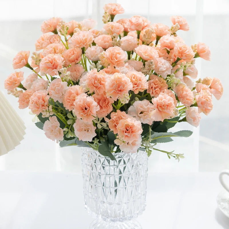 Artificial Silk Carnation Flowers 15-Head Wedding & Home Decor