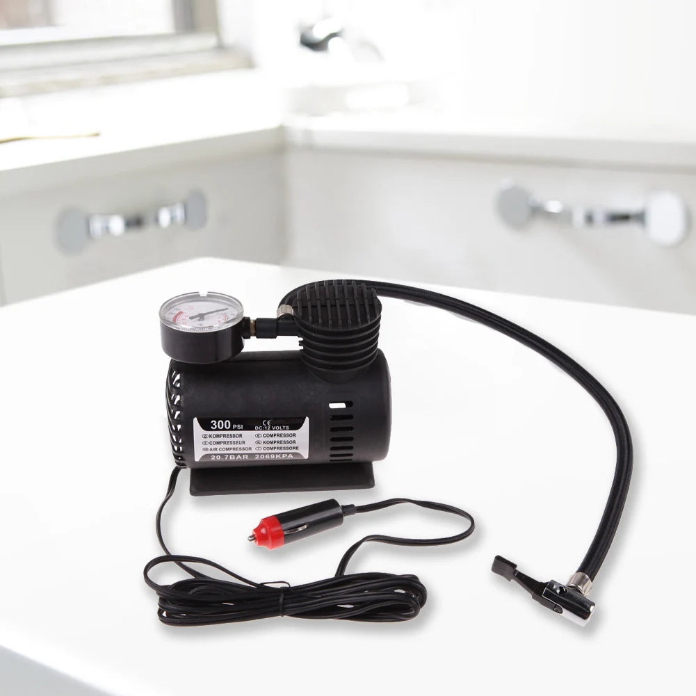 Portable 12V Auto Car Electric Air Compressor Tire Infaltor Pump 300 PSI XR Peaceful Pleasures Health and Wellness