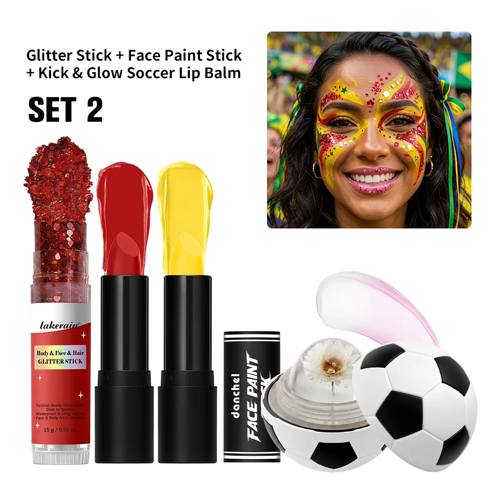 Face Paint Stick Set High Pigment Multiple National Flag Color Body Paint Safe Non-Toxic Paint Stick for Halloween Cosplay Sport Peaceful Pleasures Health and Wellness SP