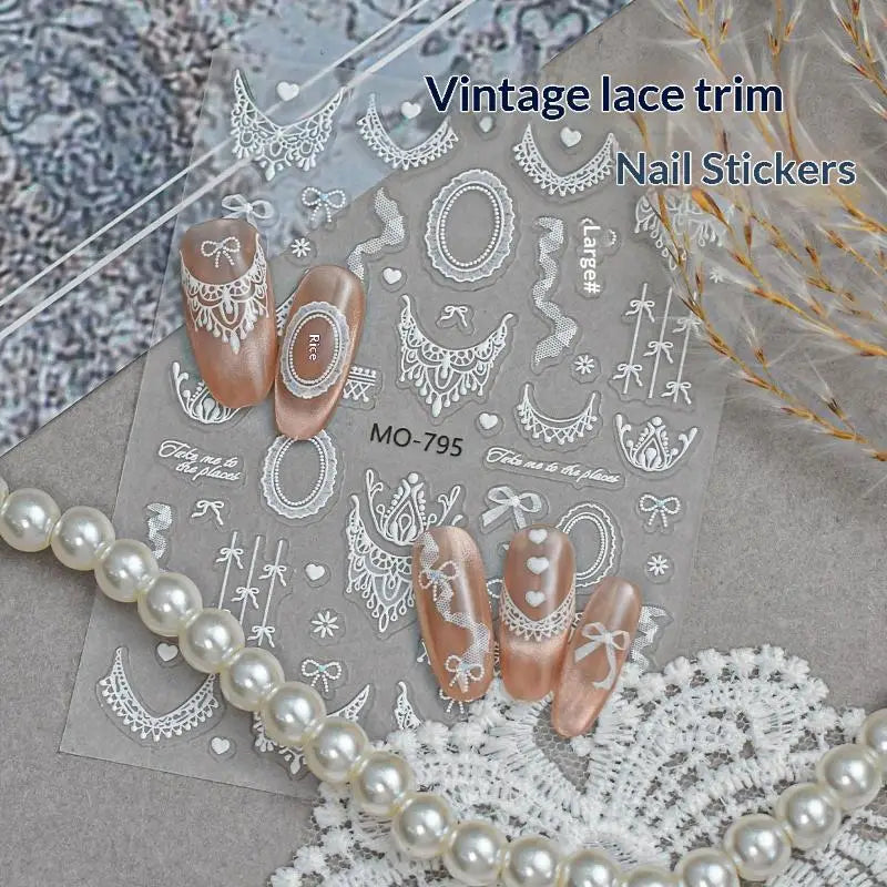 Lace Flower Bow Hollow Out Nail Stickers Relief Nail Appliques Nail Charms DIY For Manicure Decoration Peaceful Pleasures Health and Wellness