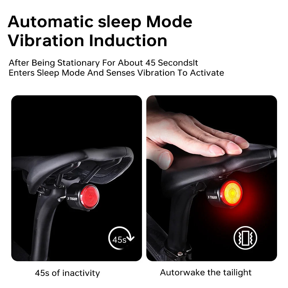 X-TIGER Smart Brake Sensing Bike Tail Light | IPX6 LED USB-C