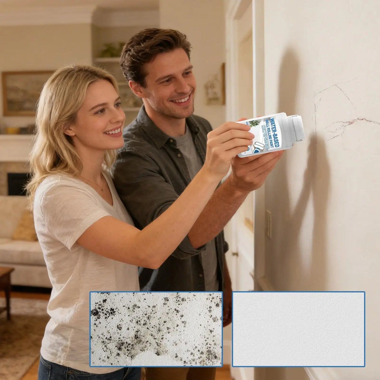100g Fast-Dry White Touch-Up Paint with Built-In Roller Touch-Up Wall Paint Peaceful Pleasures Health and Wellness