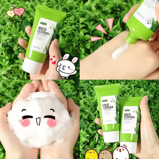 Green Tea Facial Cleanser 50g Skin Deep Cleansing Moisturizing Blackhead Removal Skincare Face Wash Foam Face Cleanser Skin Care Peaceful Pleasures Health and Wellness
