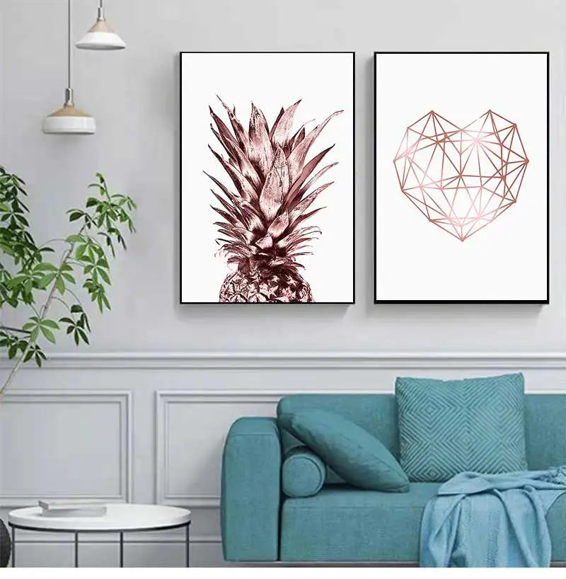 Rose Gold Tropical Pineapple Canvas Wall Art Print | Home Décor Canvas Wall Art Print Peaceful Pleasures Health and Wellness