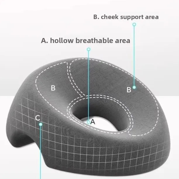 Ergonomics Lying Down Pillow Memory Foam Breathable Head Support Pillow Snap Body Massage Face Rest Pillow for Beauty Salon Peaceful Pleasures Health and Wellness