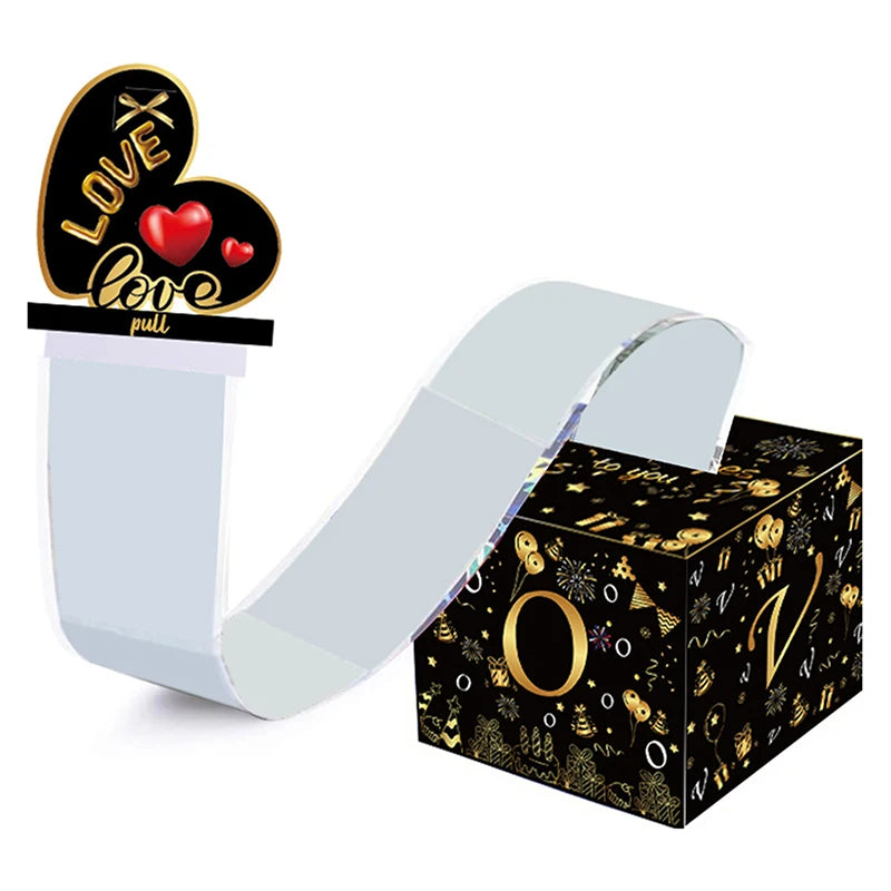 Valentine's Day Money Pull Box with Greeting Card | Pink & Red