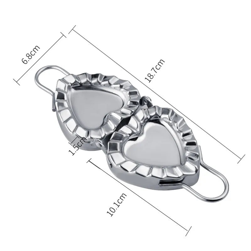 Heart shaped stainless steel dumpling machine set - simple dumpling packaging and dumpling pressing mold Peaceful Pleasures Health and Wellness heart-shaped