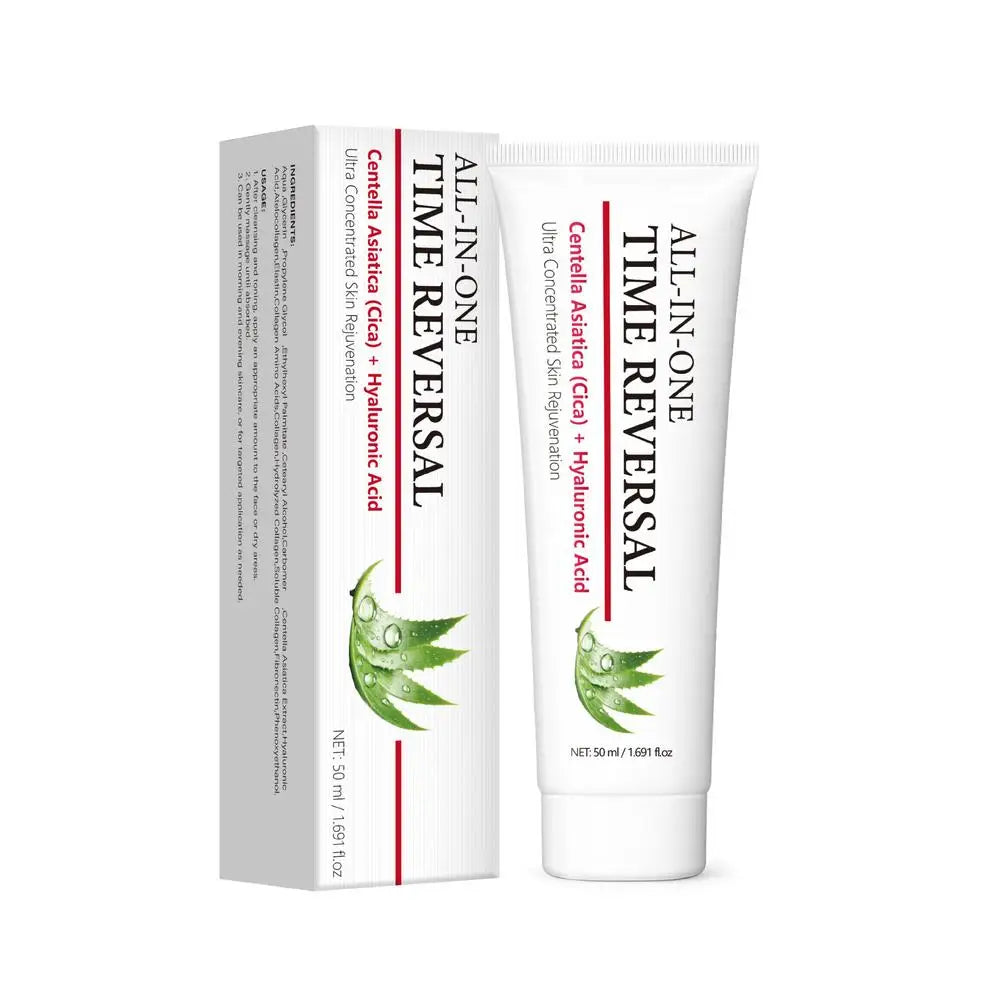 All iN One Time Reversal Centella Hyaluronic Acid Deep Moisturizing Hydrating Skin Rejuvenation Care Day and Night Use 50ml Peaceful Pleasures Health and Wellness white