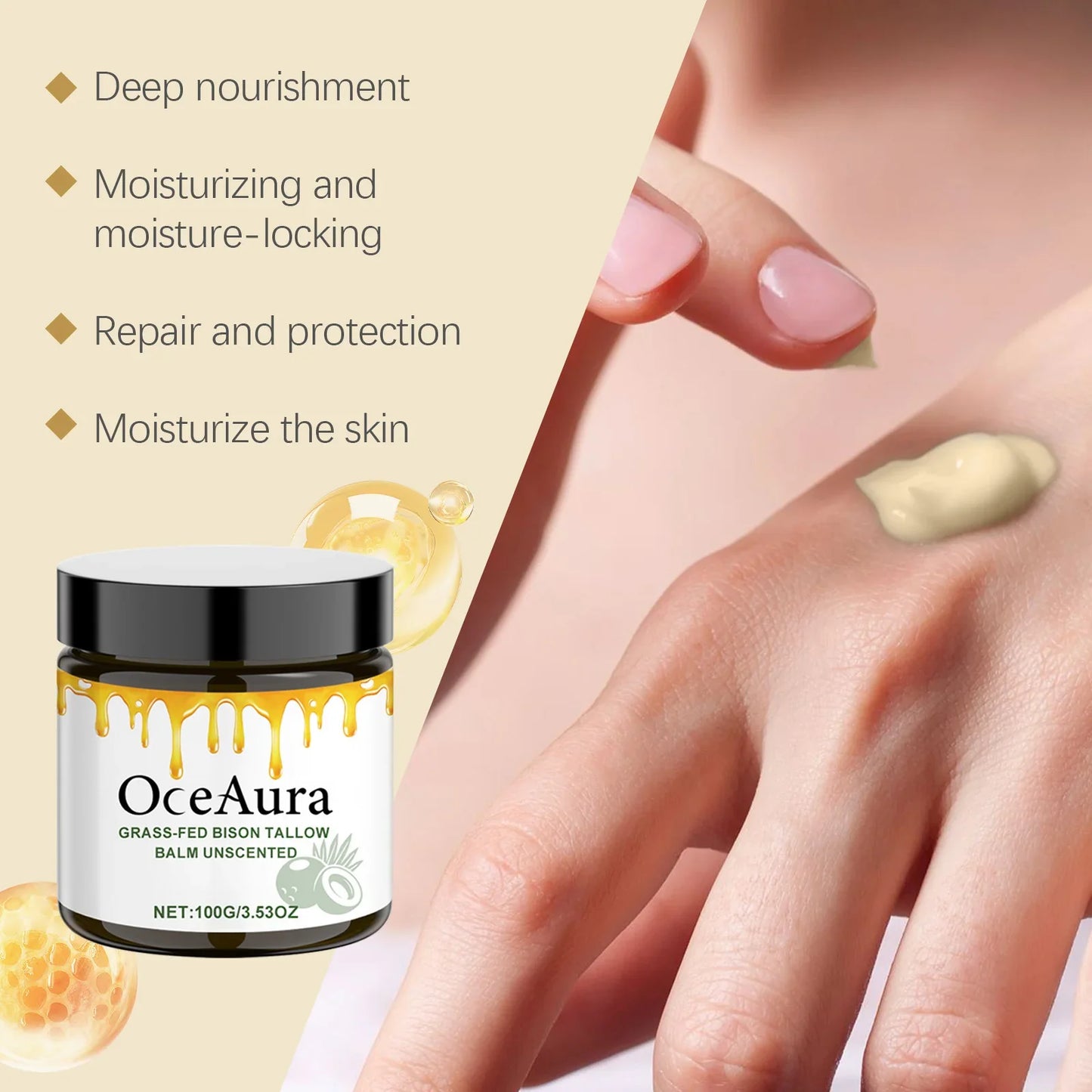 OceAura Organic Tallow Balm Face Cream – Collagen Moisturizer