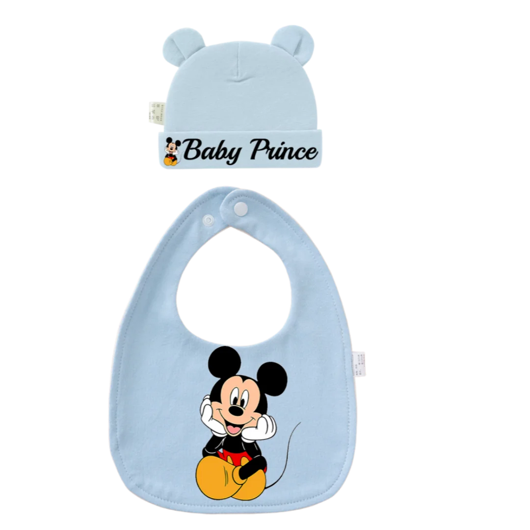 2-Piece Baby Bib & Hat Set | Soft Cotton Newborn Accessory