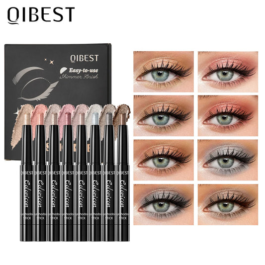 QIBEST 8 Colors Pearlescent Eyeshadow Stick Sets Colorful Shimmer Eyes Shadow Pencil Long Lasting Natural Makeup Set Highlighter Peaceful Pleasures Health and Wellness