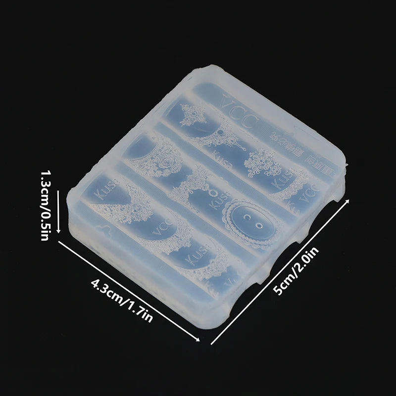 Transparent Lace Nail Mold For Women, Silicone Embossed Design Lace Nail Stencil Professional Manicure Mold DIY Crafts Daily Use Peaceful Pleasures Health and Wellness