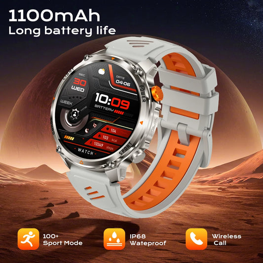 HT45 GPS Smart Watch – 1100mAh, IP68, 100+ Sports Modes, HD Screen GPS Smart Watch Peaceful Pleasures Health and Wellness