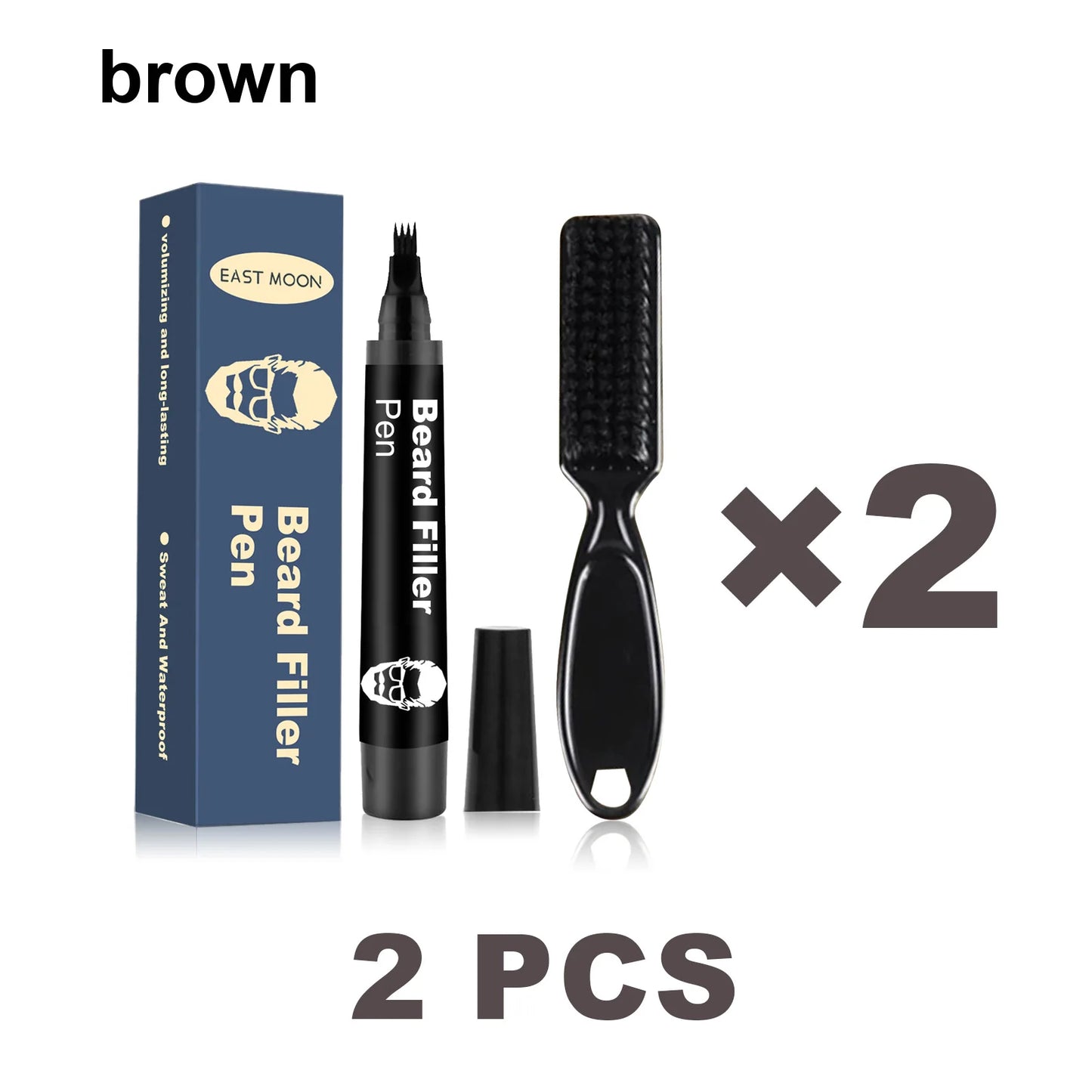 East Moon Beard Filler Pen Set – Black & Brown, Waterproof