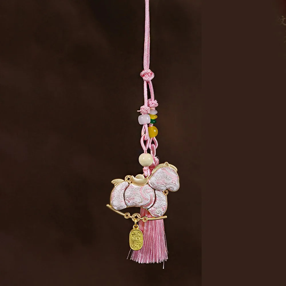 Chinese New Year Horse Embroidered Satin Tassel Pendant