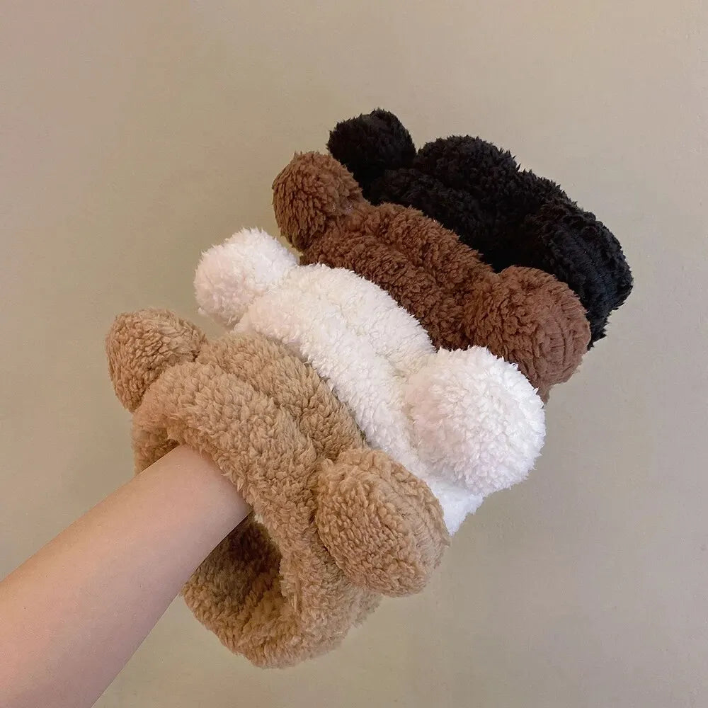 Cute Bear Hair Band Women's Face Wash Facial Mask Makeup Headwear Plush Hair Band Anti Slip Hair Band Hair Hccessories Peaceful Pleasures Health and Wellness