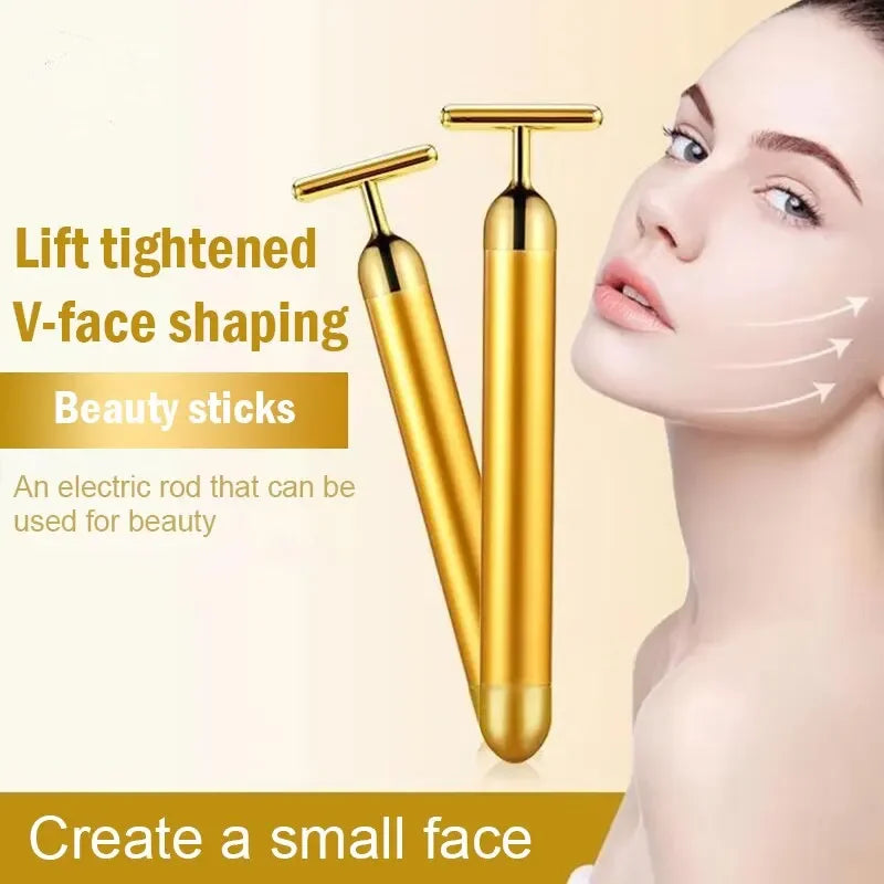 24K Gold Facial Beauty Bar | Vibrating Firming Roller Massager