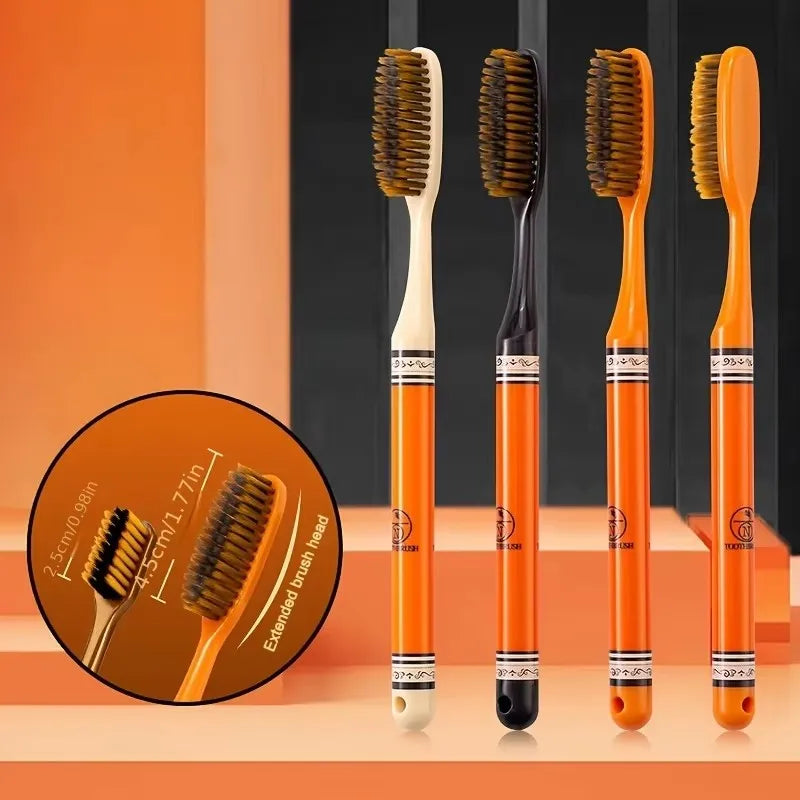 6-Pack Soft Bristle Toothbrushes – Long Handle Family Set