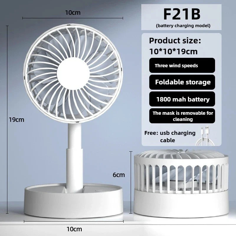 URGGU USB Folding Portable Fan – Telescopic Oscillating Desk Fan