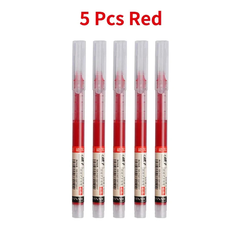 3-24Pcs Straight Liquid Gel Pen Quick-drying, Large-capacity 0.5mm Black Blue Ink for Writing School Office Stationery Supplies Peaceful Pleasures Health and Wellness 5 red pen