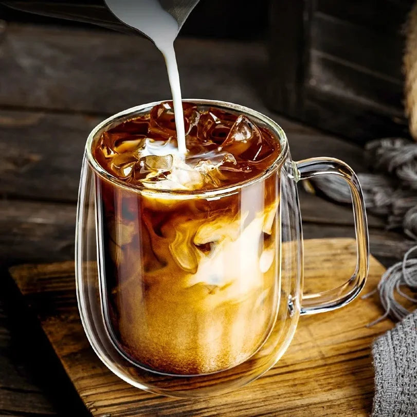 Double Wall Glass Coffee Cup with Handle – Insulated Espresso