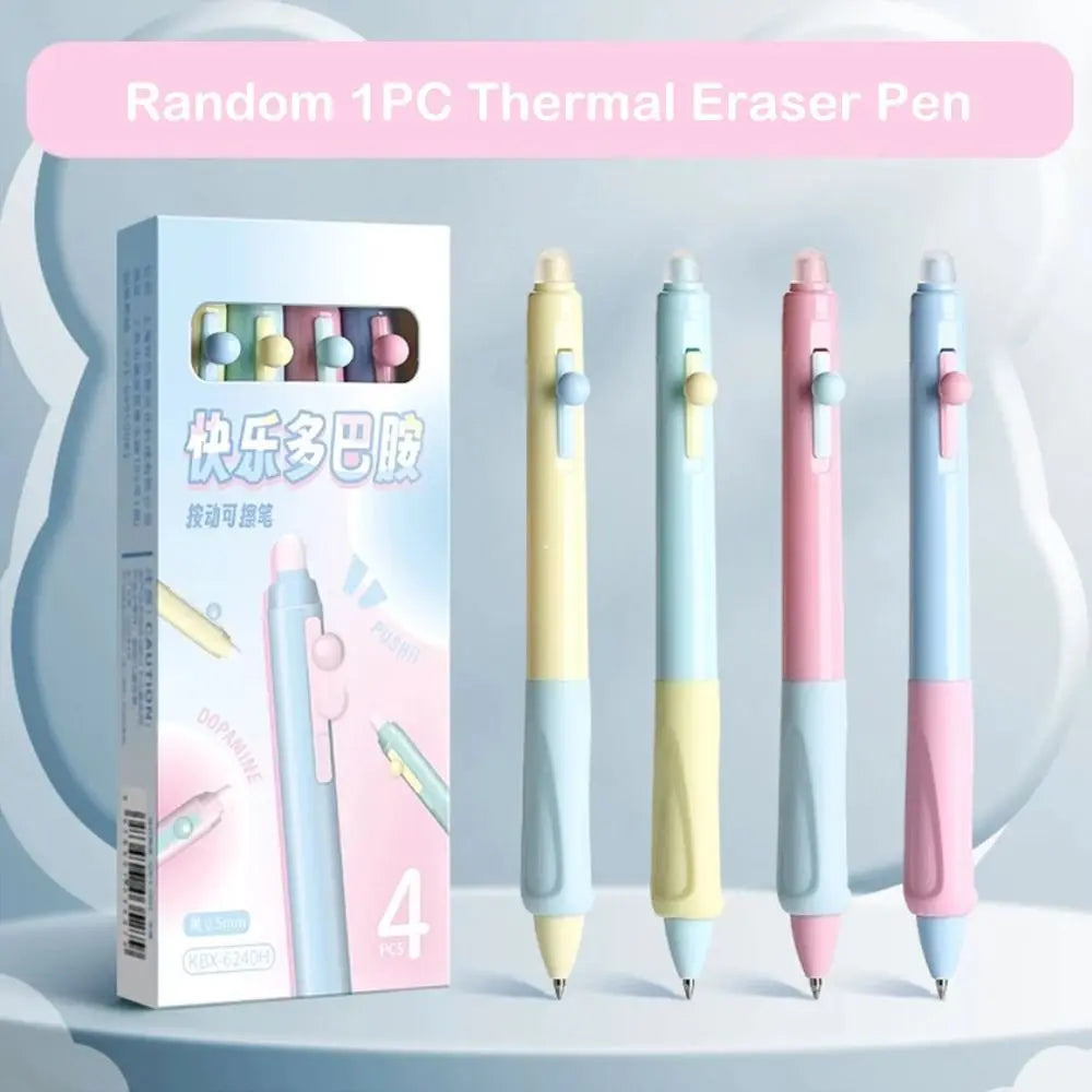 Kawaii Aesthetic 1PC Thermal Eraser Pen Cartoon Black Blue Ink Erasable Gel Pen INS Cute 0.5mm Neutral Pen Student Peaceful Pleasures Health and Wellness E-Black Ink-