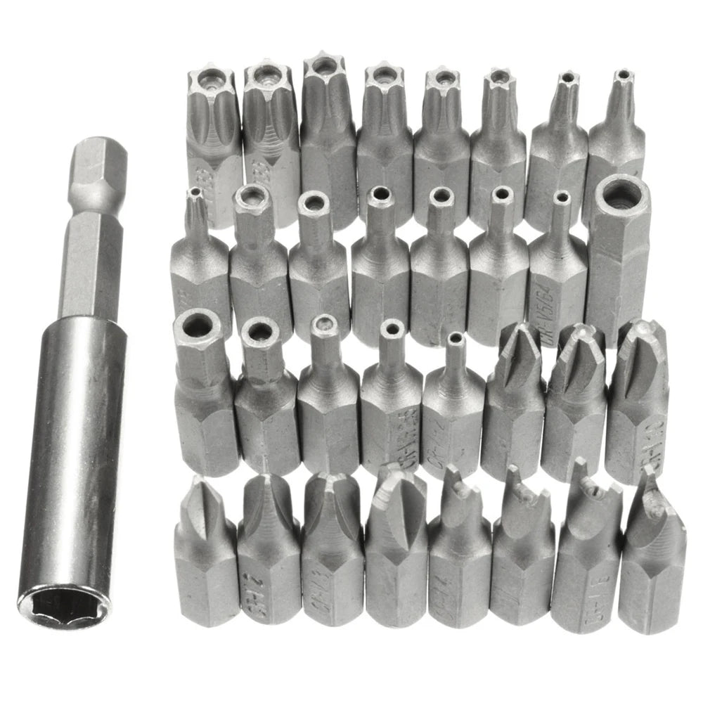 33pcs Tamper Proof CRV6150 Screwdriver Bit Set with Magnetic Holder for Any Drills Screwdriver Nutdrivers Bits Hand Tools Peaceful Pleasures Health and Wellness