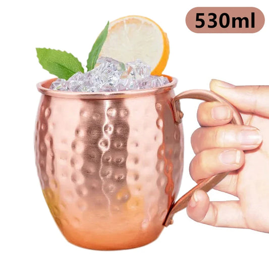 530ml 100% Copper Moscow Mule Mug Cocktail Wine Cup Hammered Coppery Beer Mugs Coffee Mug Milk Cup Bar Cup Drinkware Durable Peaceful Pleasures Health and Wellness
