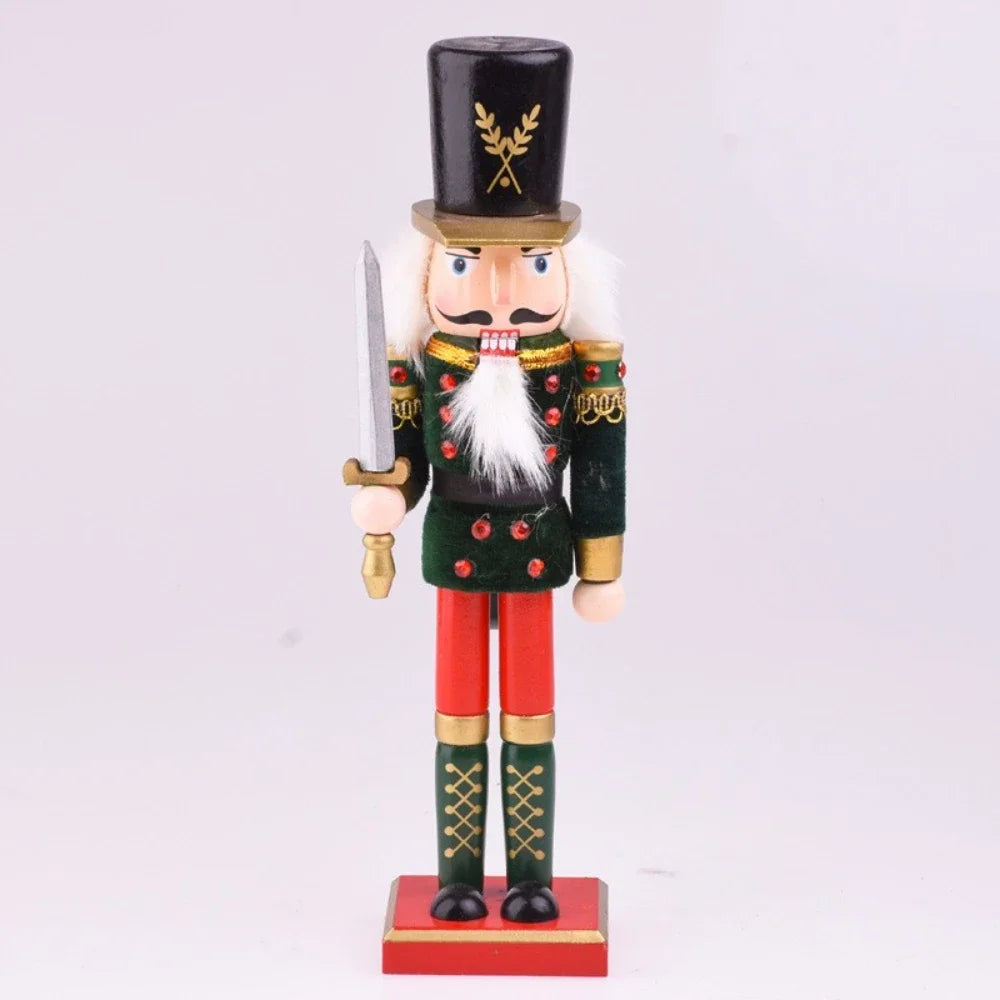 New Creative 30cm Wooden Christmas Nutcrackers Wooden Soldiers Guard Figurines with Good Workmanship for Holiday Decor Display Peaceful Pleasures Health and Wellness