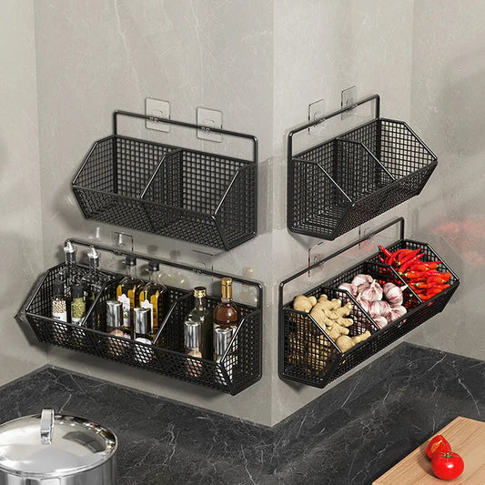 Space Saving No Drill Wall Mounted Organizer for Ginger Garlic Onion Storage Ideal for Kitchen Small Apartment Cooking Use Peaceful Pleasures Health and Wellness