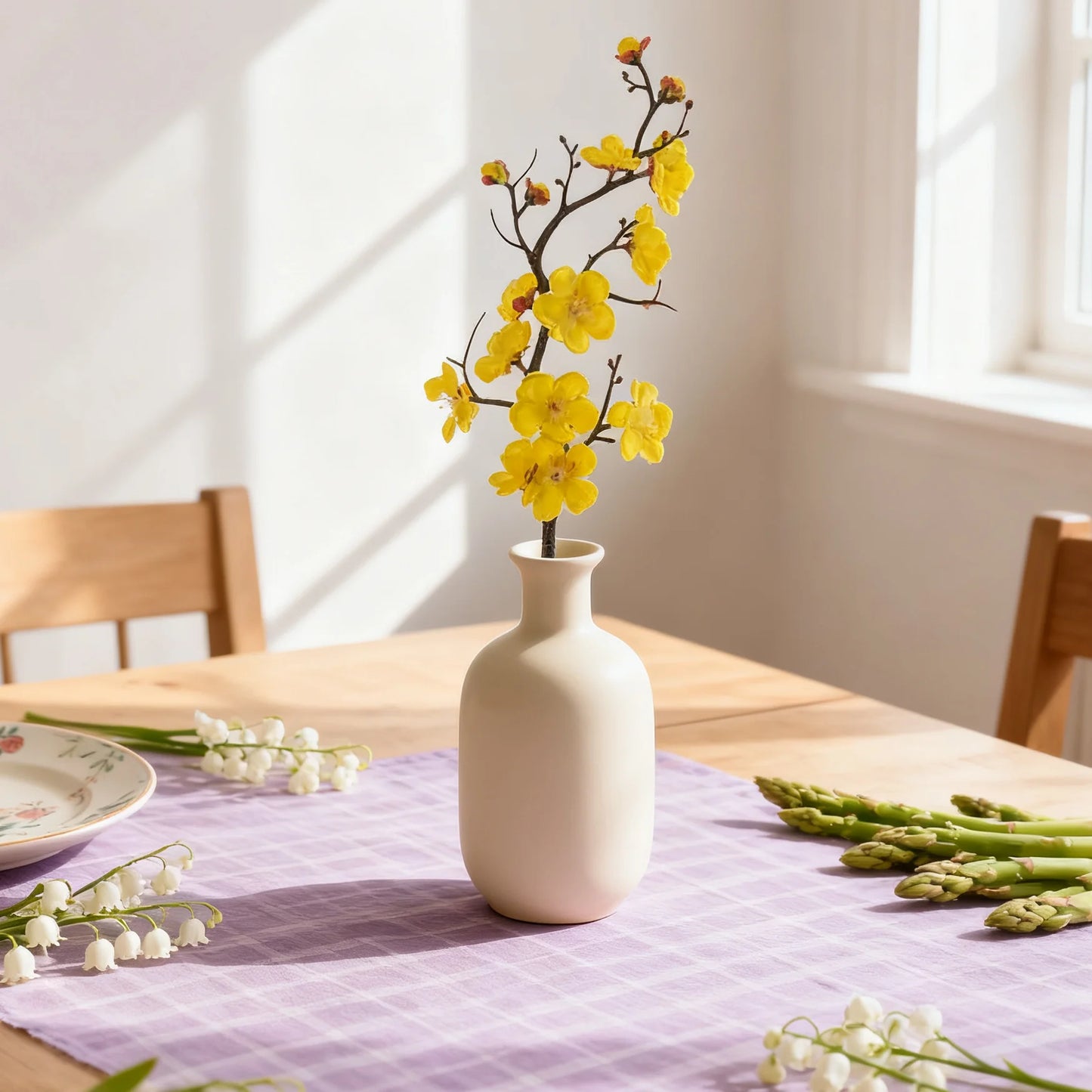 Silk Plum Blossom Peach Branch Artificial Flowers – Home Decor