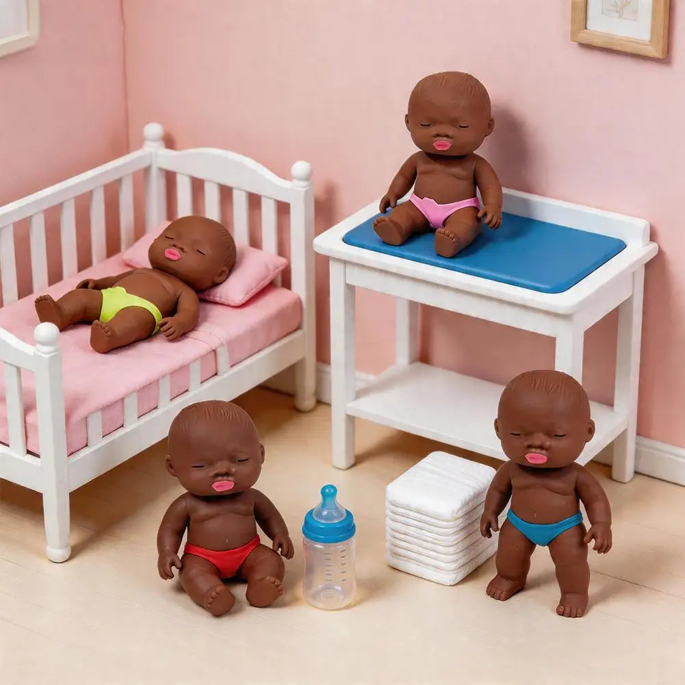 Black Baby Squeeze Toy | Soft TPR Sensory Fidget Doll Figure