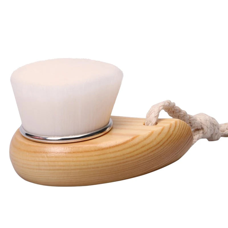Wooden Handle Facial Cleansing Brush – Soft Microfiber Exfoliator