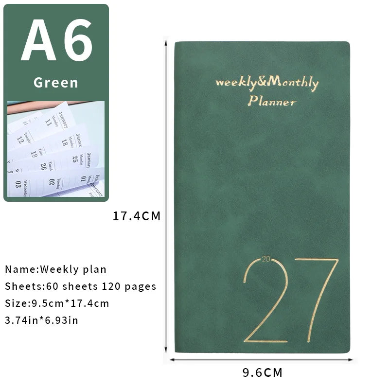 2027 Weekly Monthly Planner 4-Color Notebook A5 Lined Journal Office